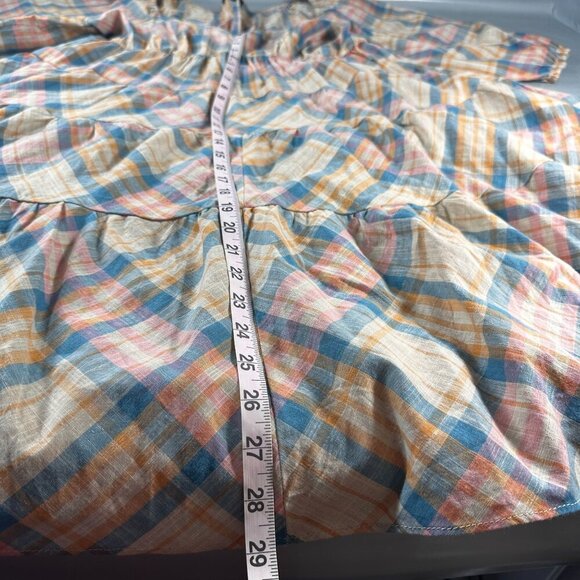 Drew Anthropologie Babydoll Dress Women Prairie Windowpane Plaid Cottagecore - Picture 8 of 16